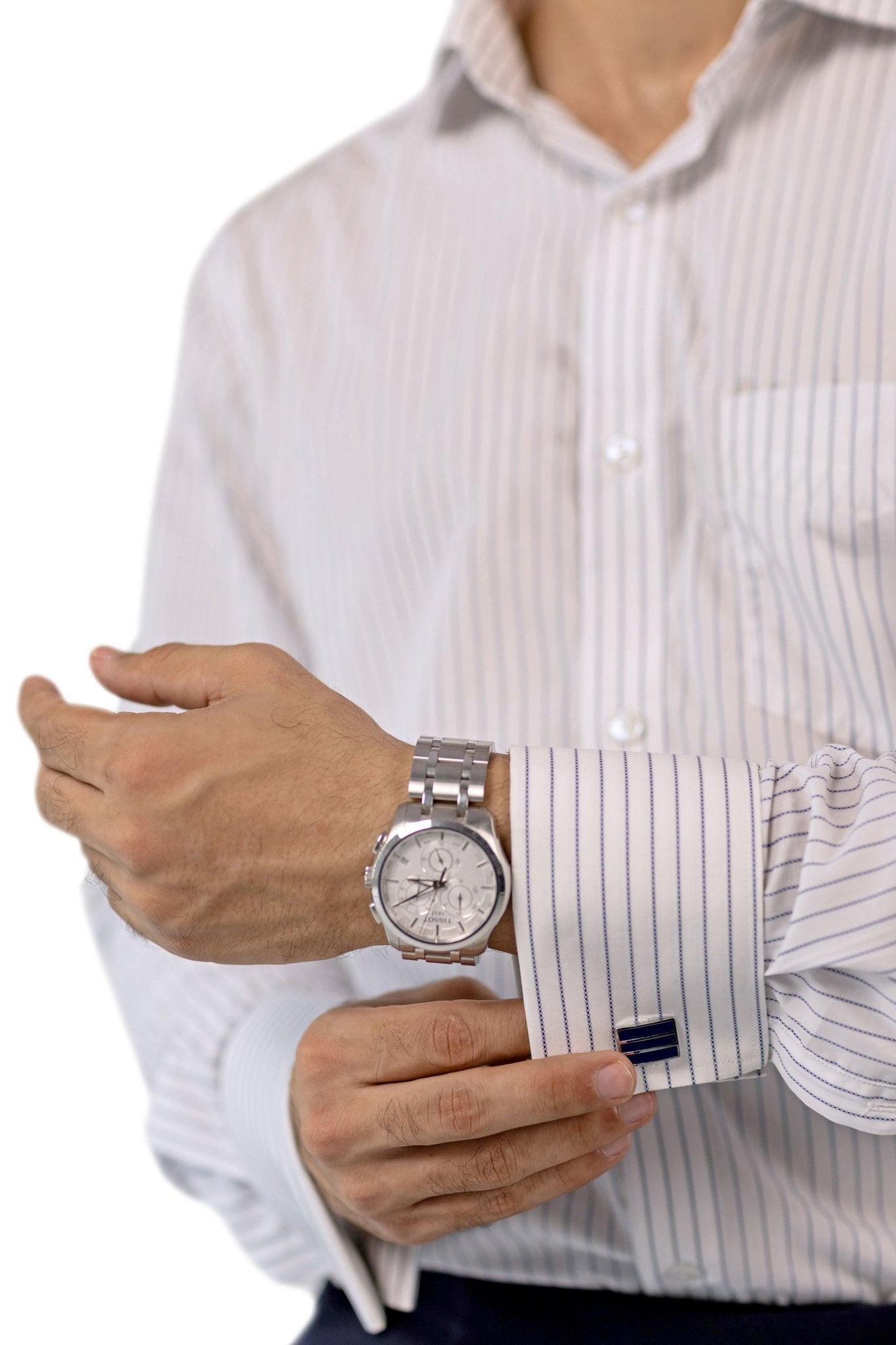 White & Blue Pencil Stripe Shirt – 2-Ply