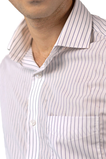 White & Blue Pencil Stripe French Cuff Shirt – 2-Ply