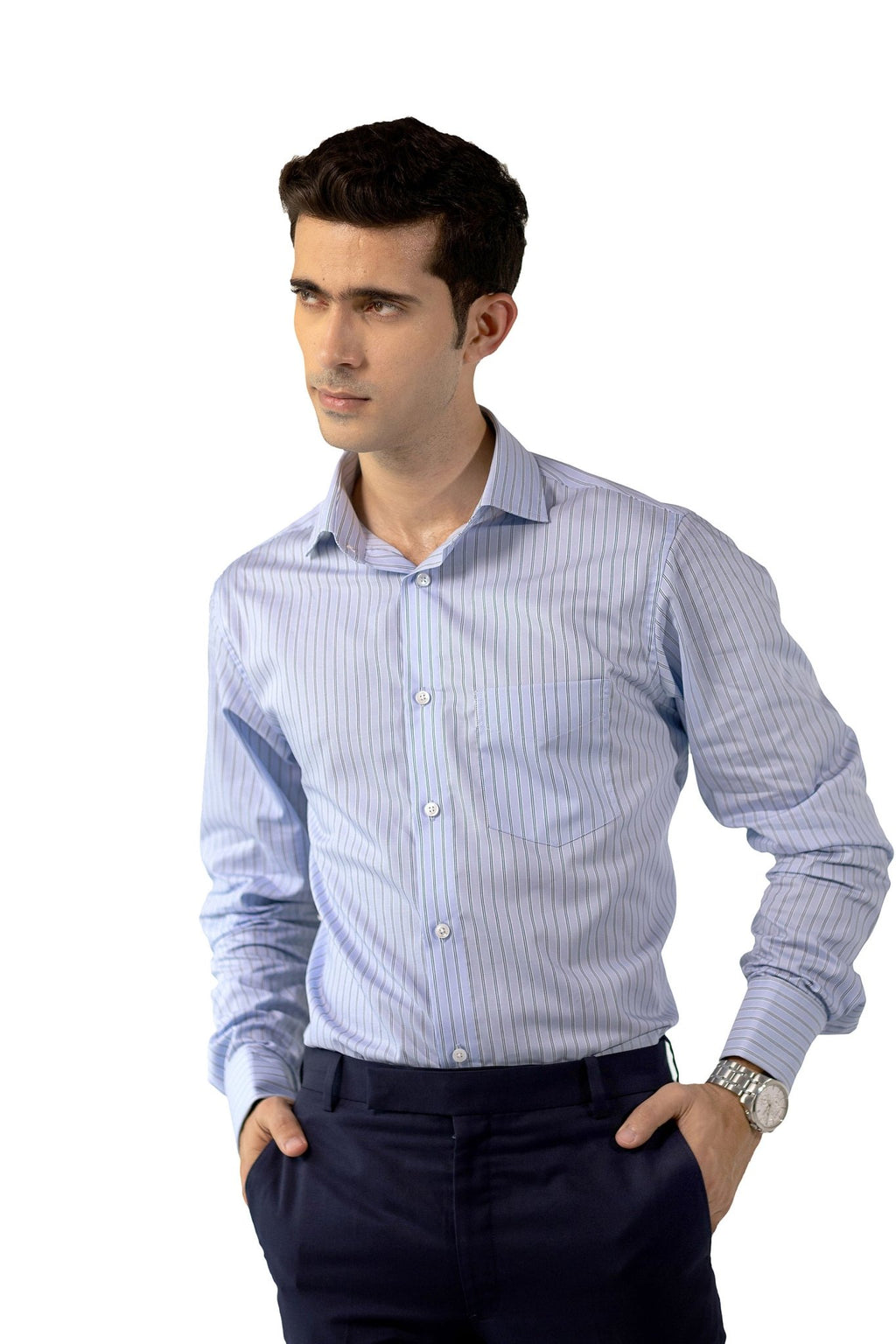 Blue Bengal Stripe French Cuff Shirt –Non-Iron