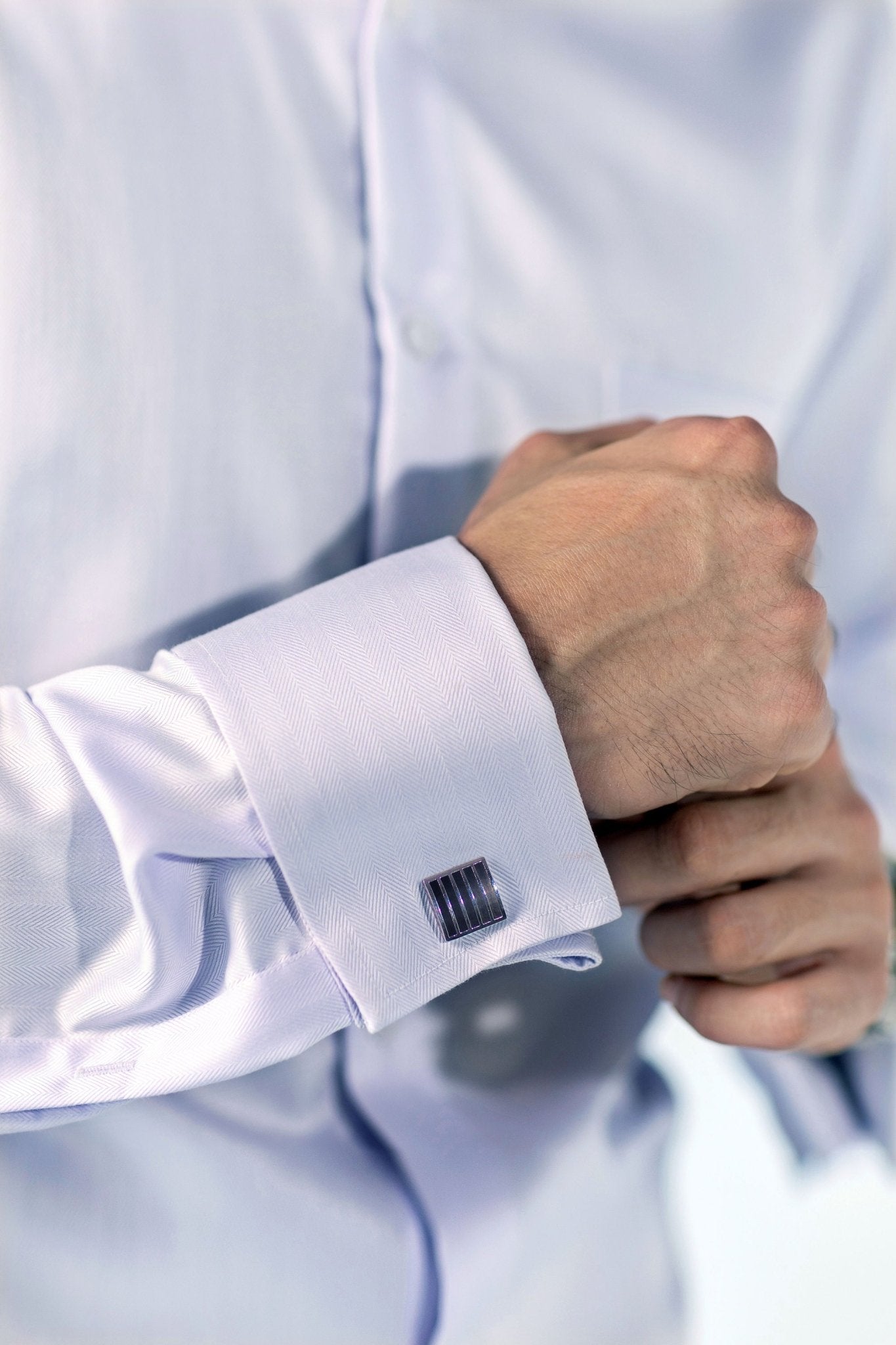 Ice Blue Herringbone Shirt 2-Ply