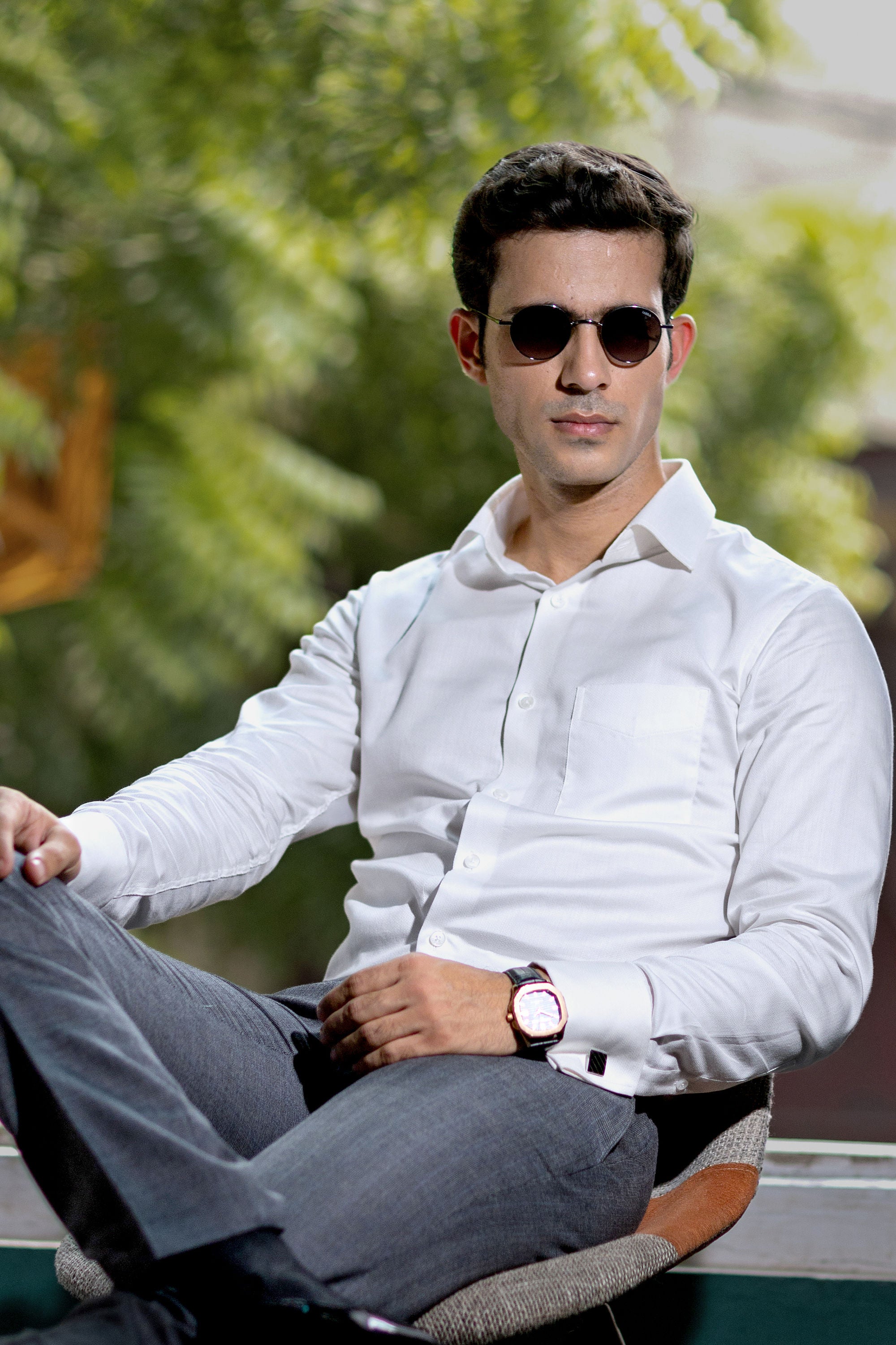 White Fine Herringbone Shirt 80s 2-Ply – slide 1