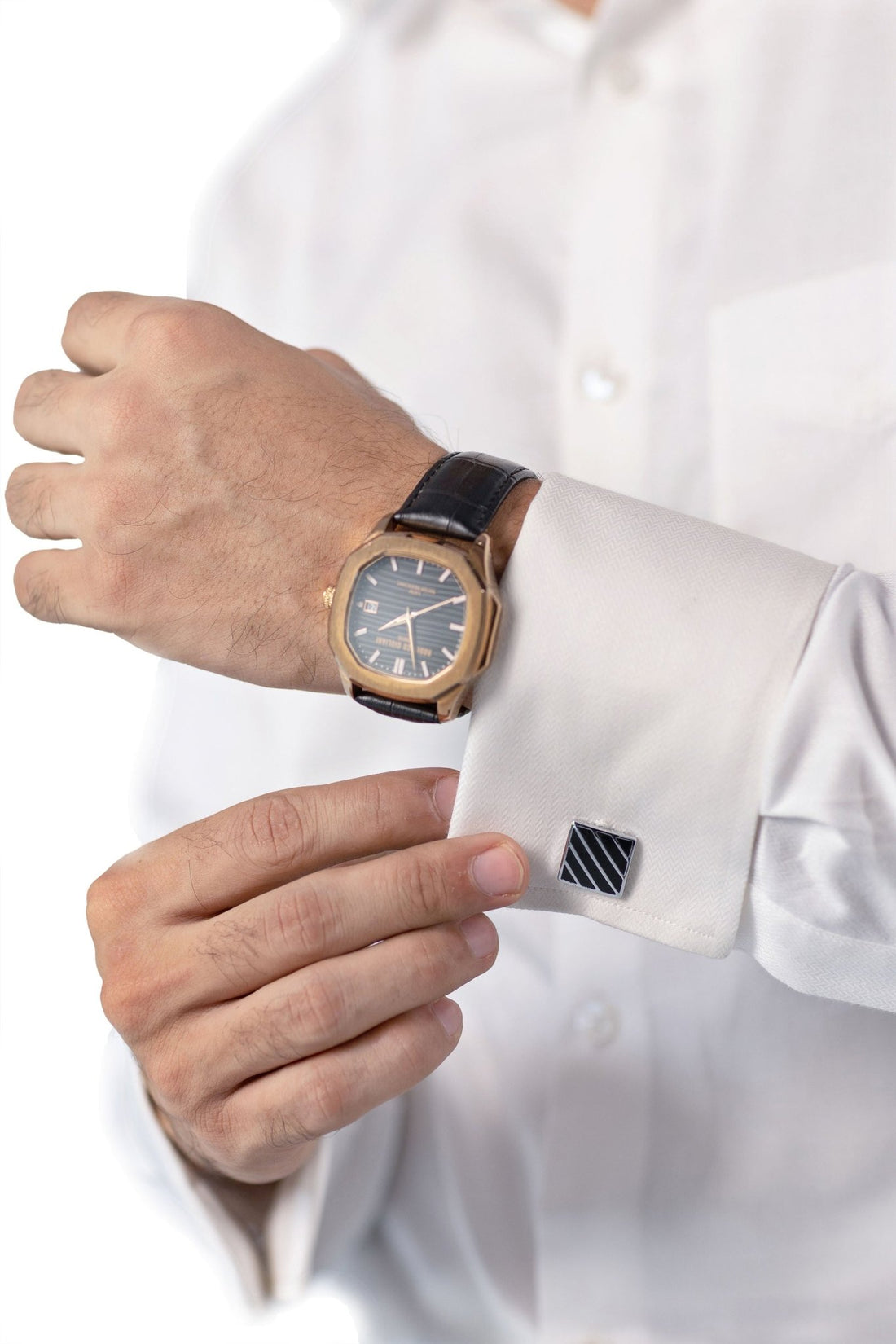 White Fine Herringbone Shirt 80s 2-Ply