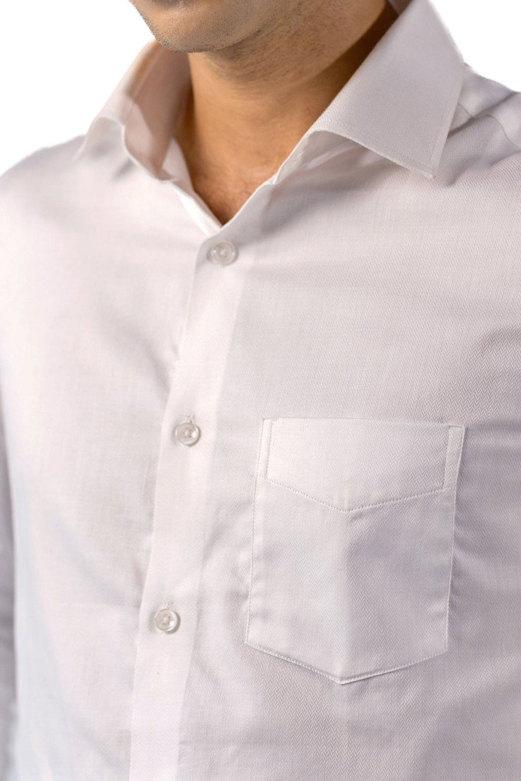 White Fine Herringbone Shirt 80s 2-Ply