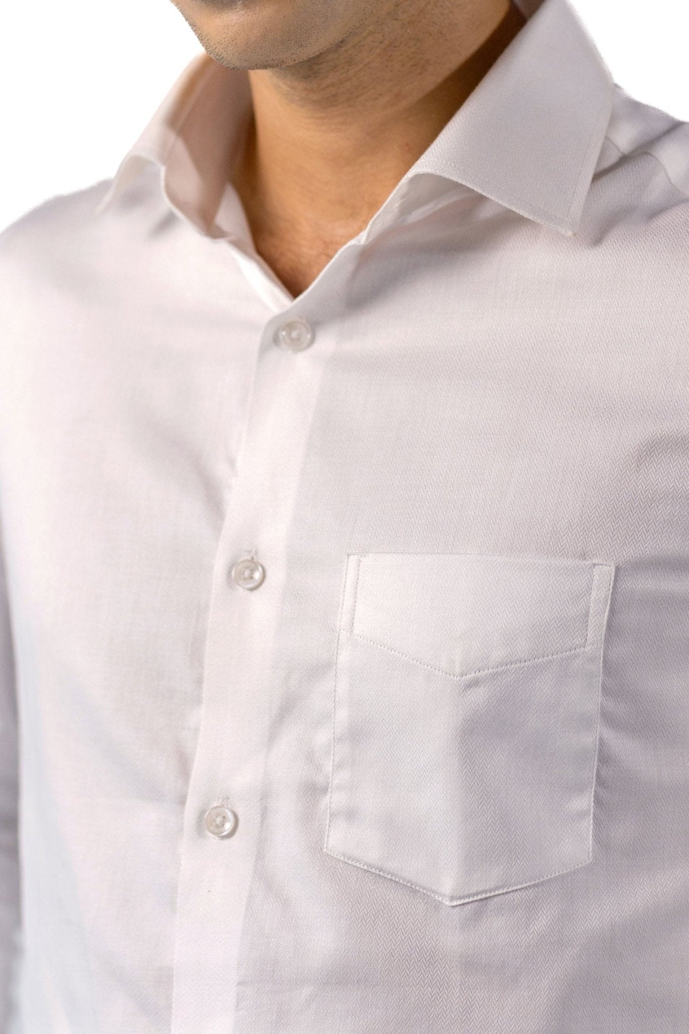 White Fine Herringbone Shirt 80s 2-Ply