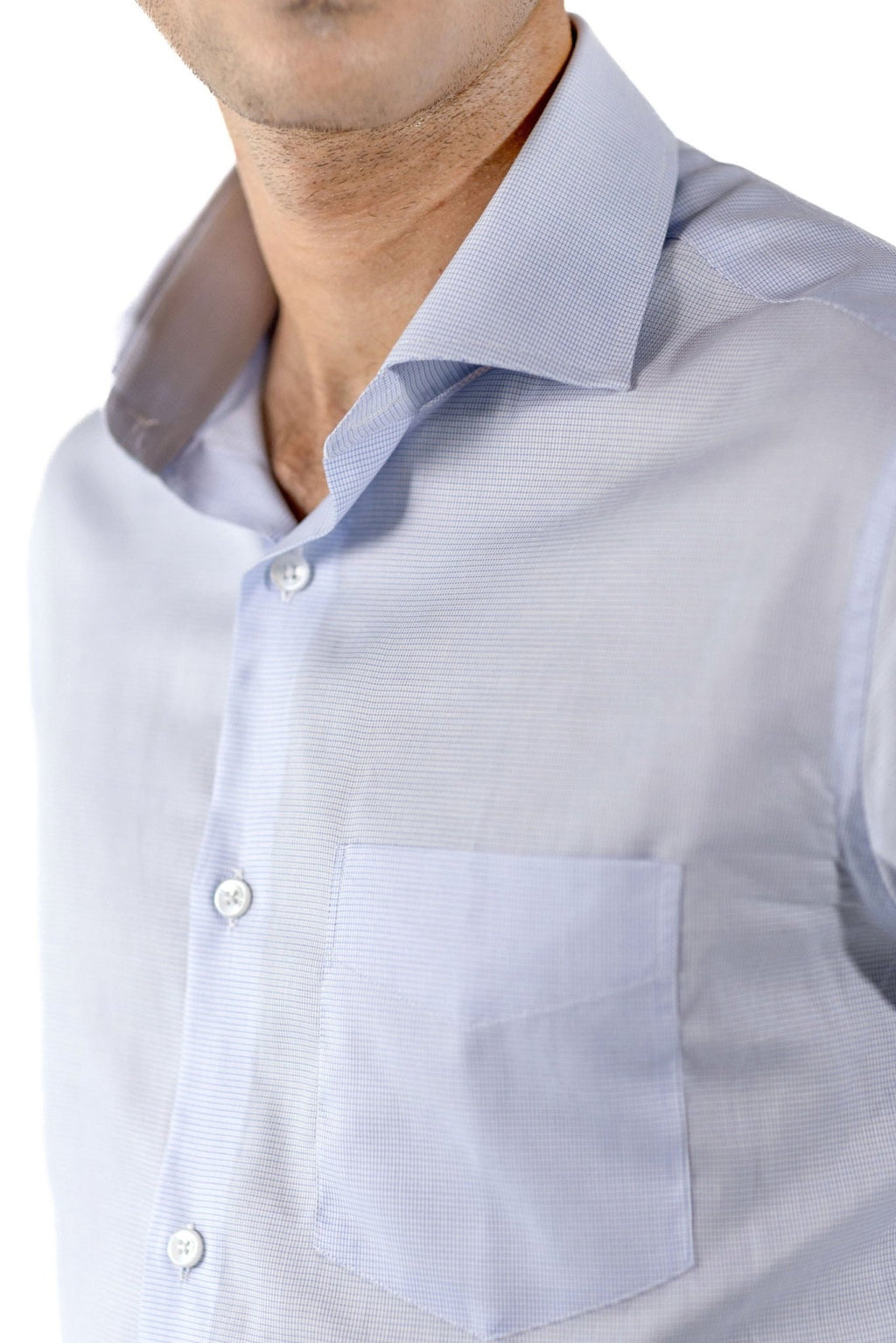 Blue Graph Check French Cuff Shirt 70s 2-Ply