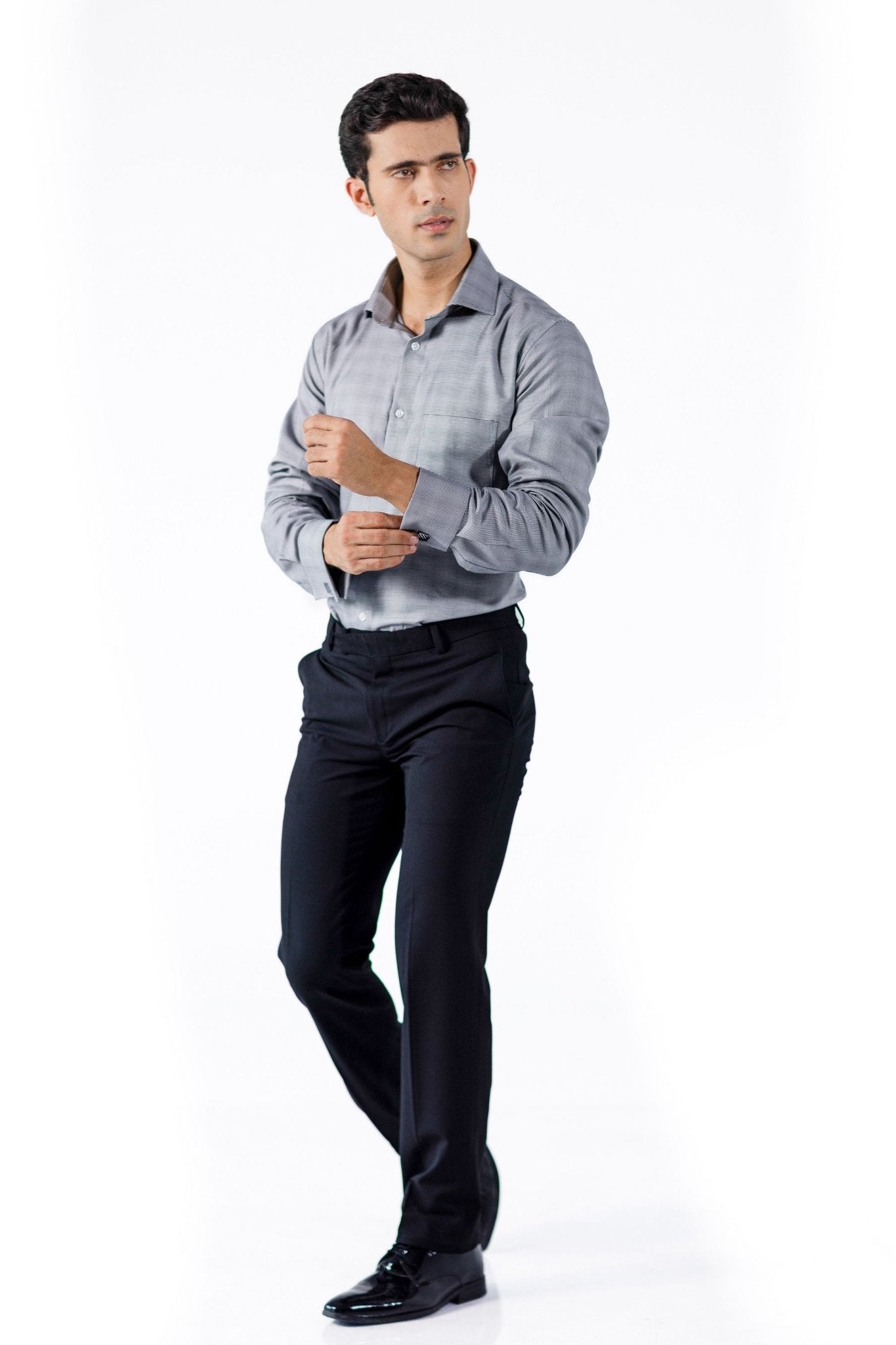 Black & White Puppytooth French Cuff Shirt – 60s 2-Ply