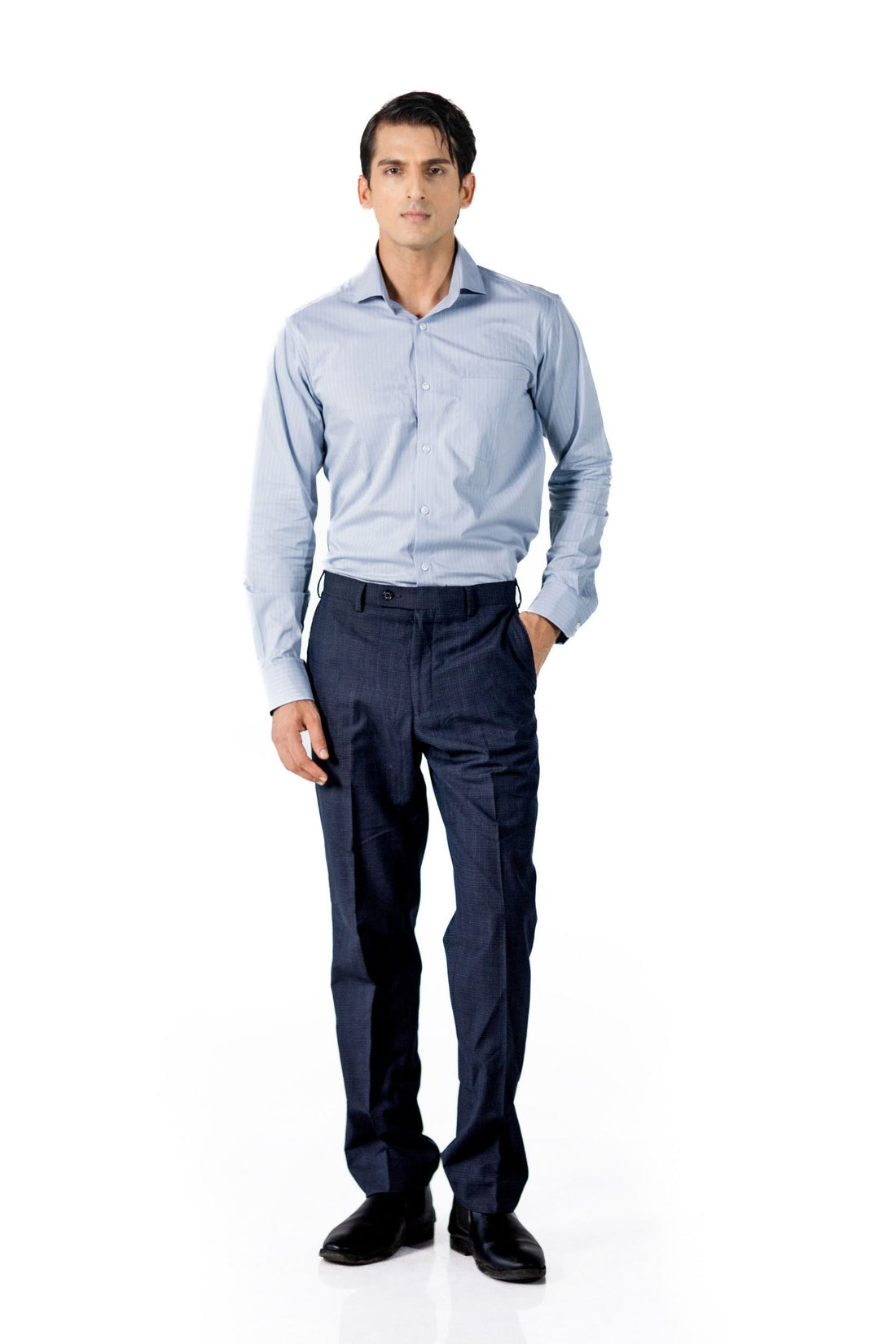 Sky Blue Pinstripe Shirt 100s 2- Ply