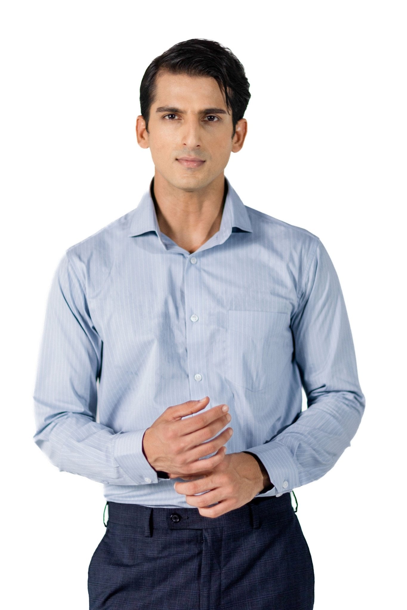 Sky Blue Pinstripe Shirt 100s 2- Ply