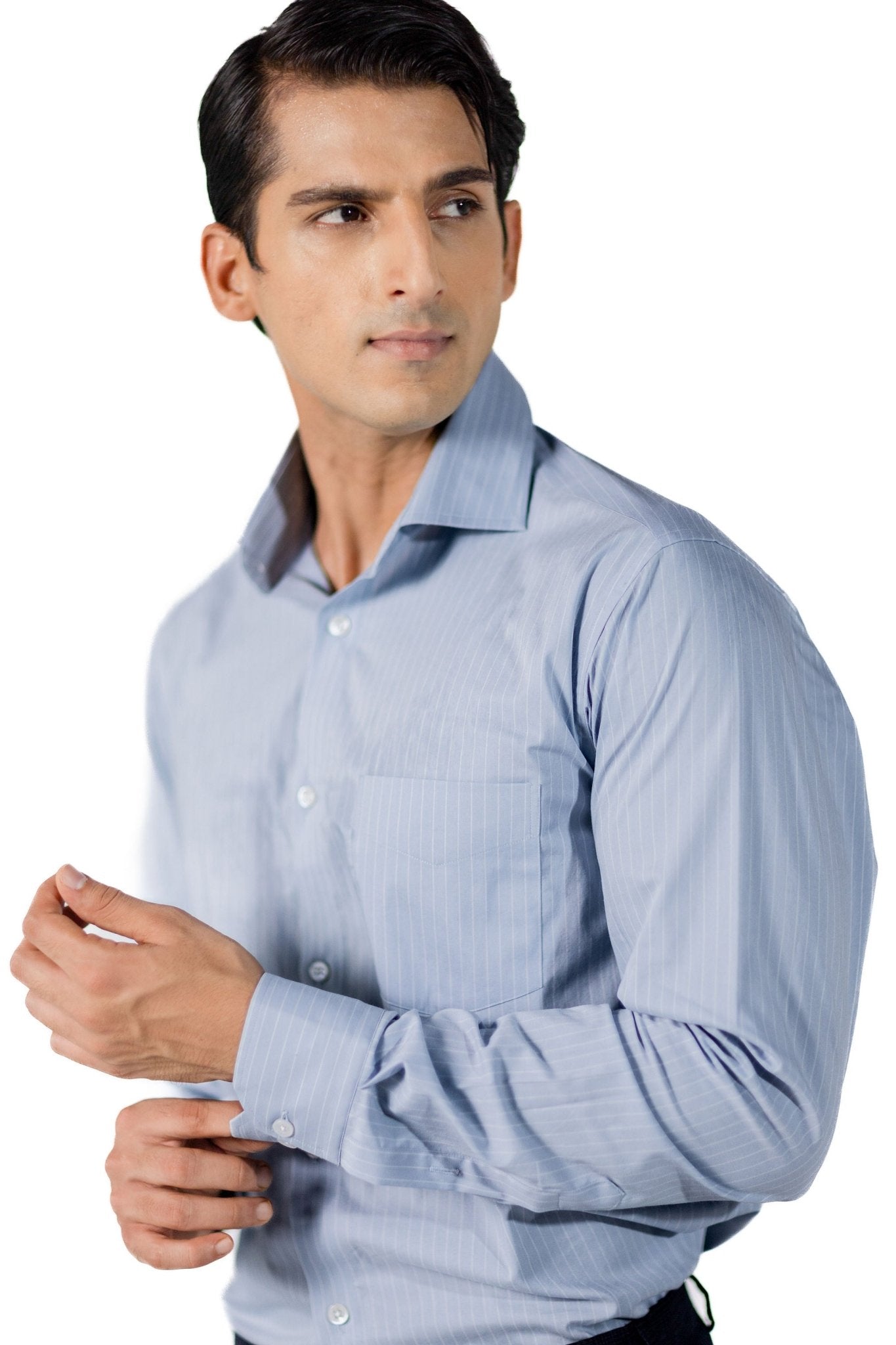 Sky Blue Pinstripe Shirt 100s 2- Ply