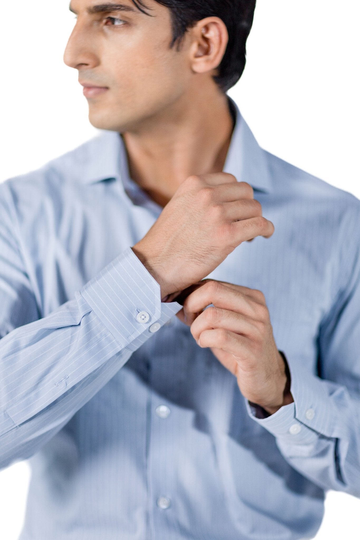 Sky Blue Pinstripe Shirt 100s 2- Ply