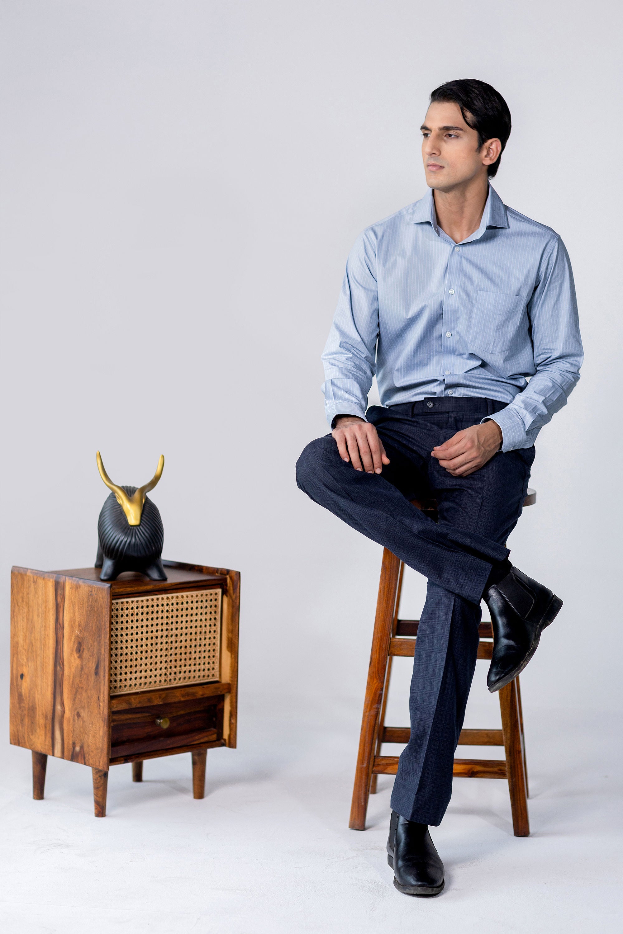 Sky Blue Pinstripe Shirt 100s 2- Ply – slide 2