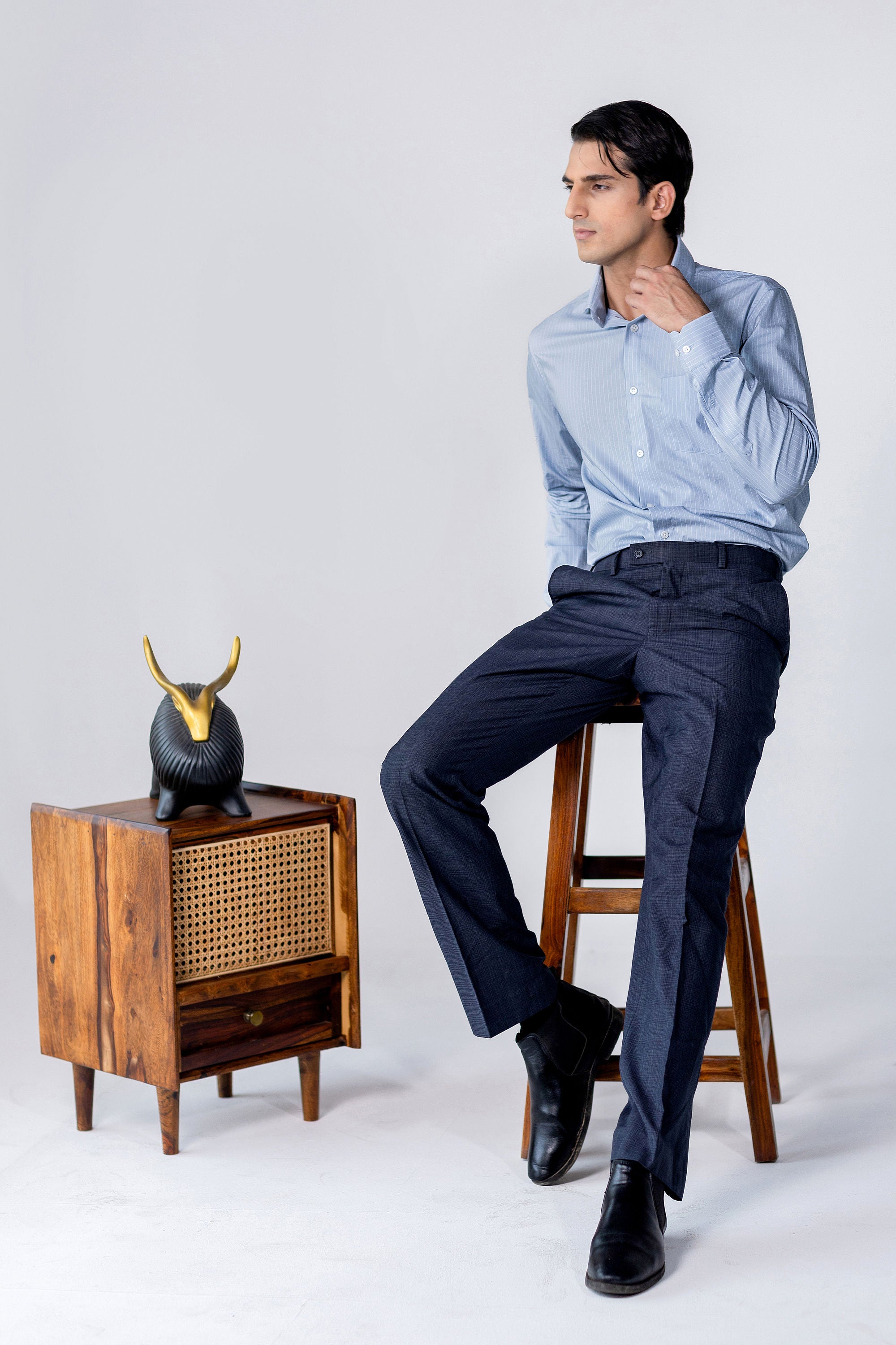 Sky Blue Pinstripe Shirt 100s 2- Ply – slide 3