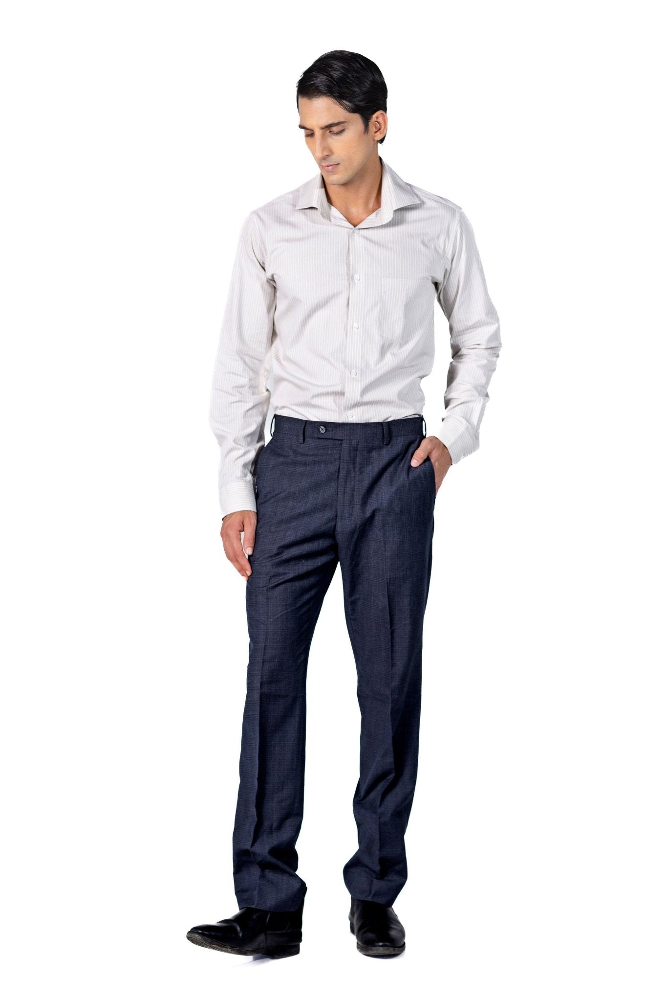 Beige Stripe Shirt 80s 2-Ply Organic Cotton