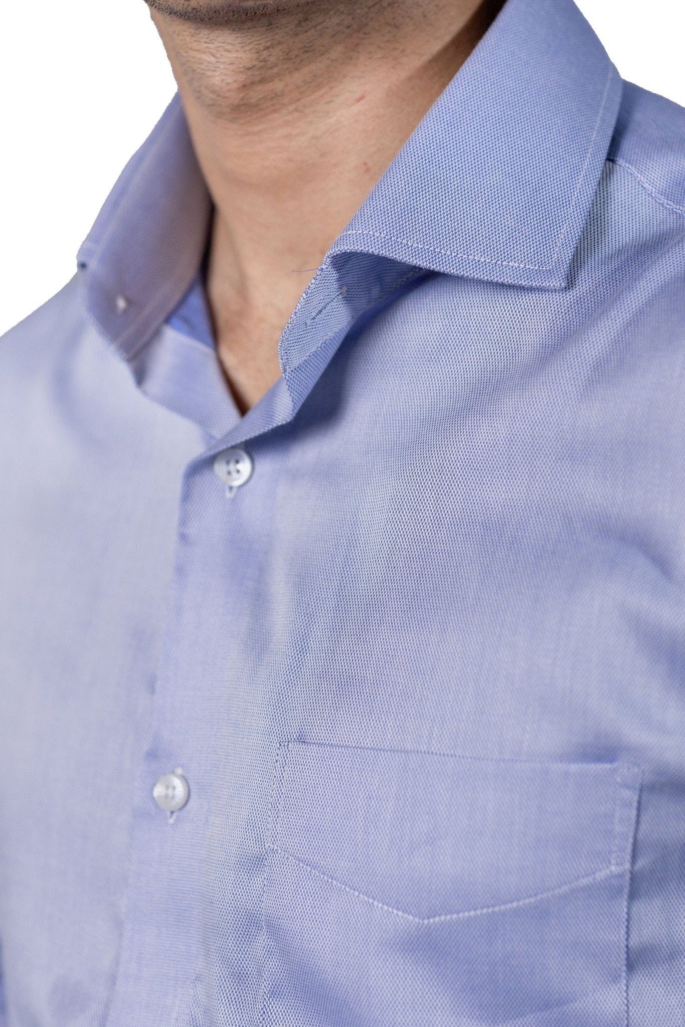 Blue Micro Dobby French Cuff Shirt 2-Ply