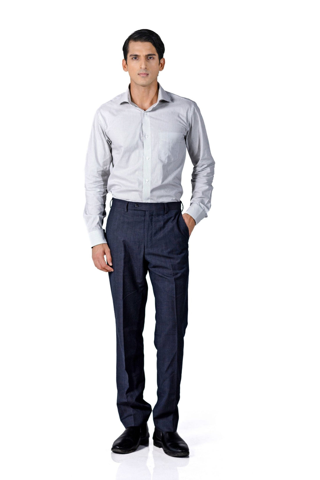 White and Black Pinstripe Shirt 100s 2-Ply