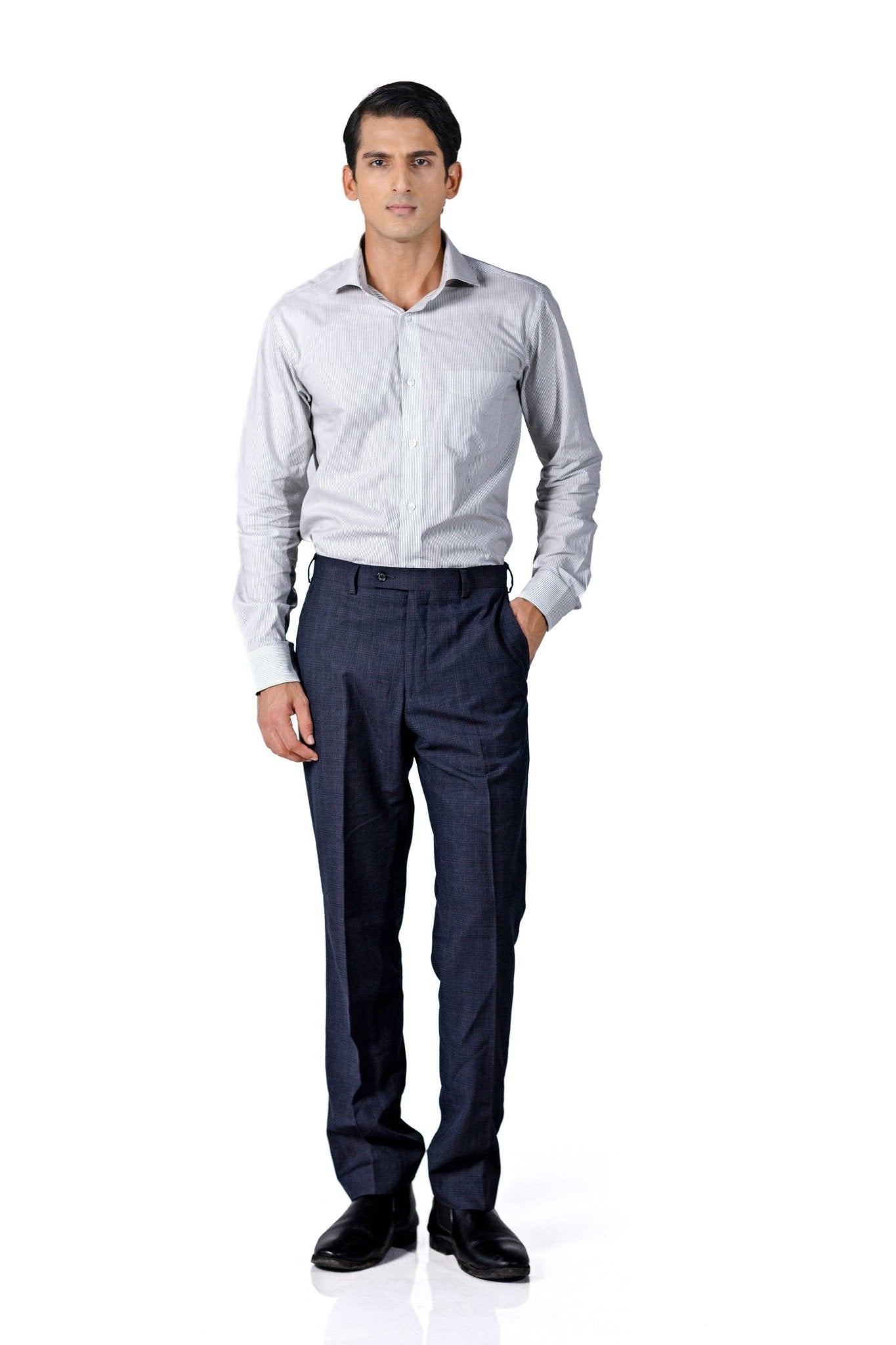 White and Black Pinstripe Shirt 100s 2-Ply