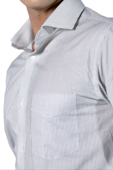 White and Black Pinstripe Shirt 100s 2-Ply