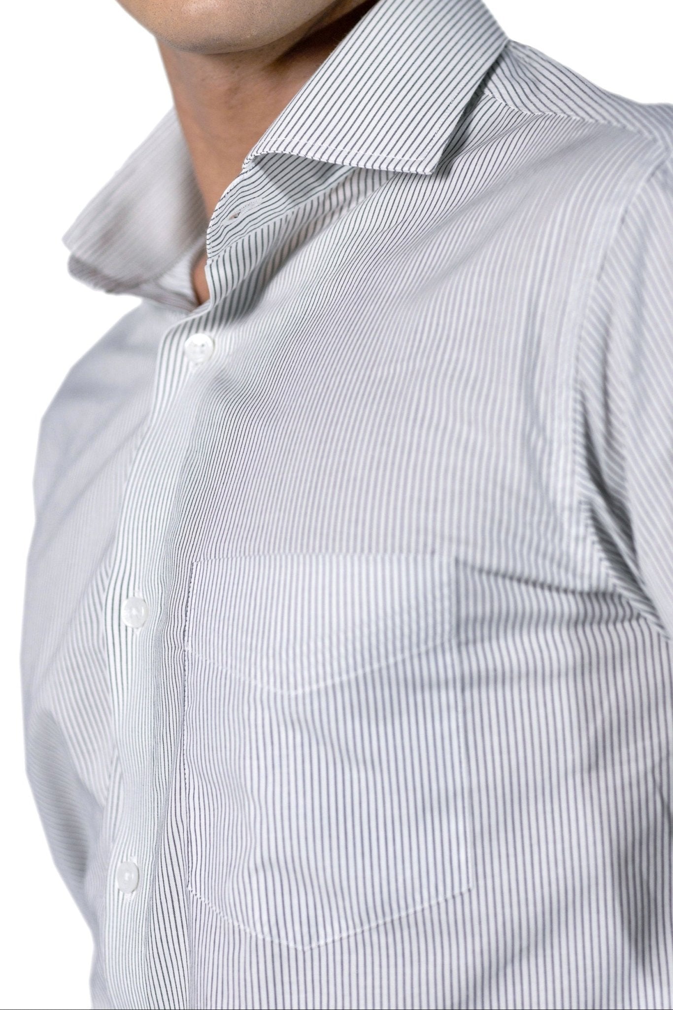 White and Black Pinstripe Shirt 100s 2-Ply