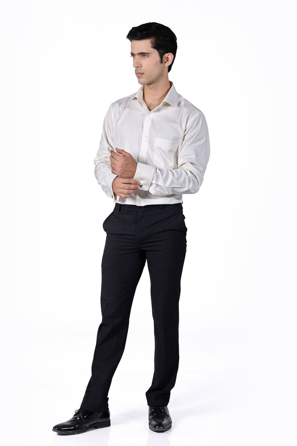 Cream Dobby French Cuff Shirt 100s 2 Ply