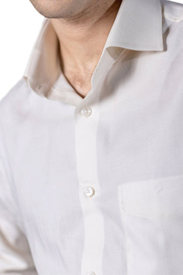 Cream Dobby French Cuff Shirt 100s 2 Ply