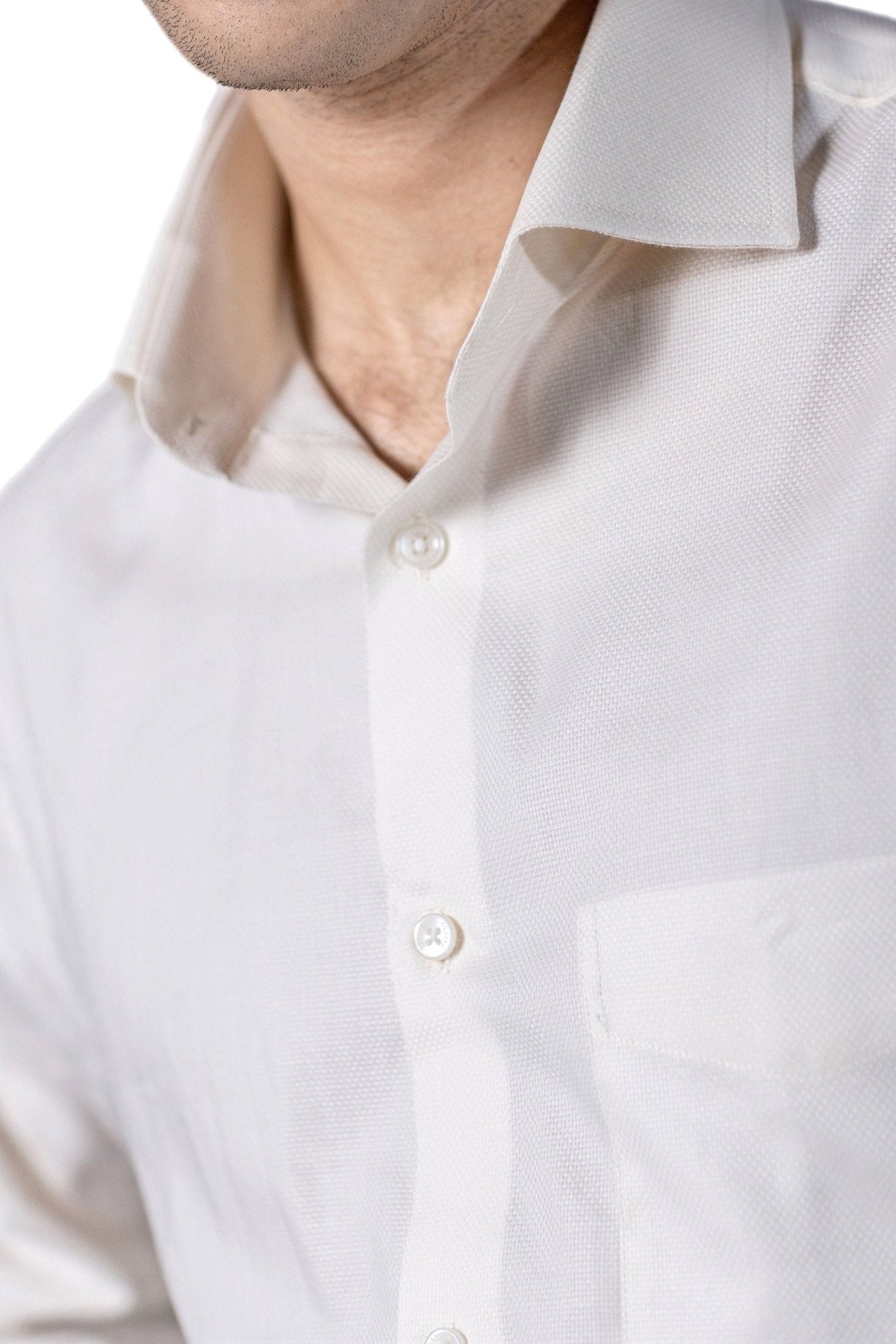 Cream Dobby French Cuff Shirt 100s 2 Ply