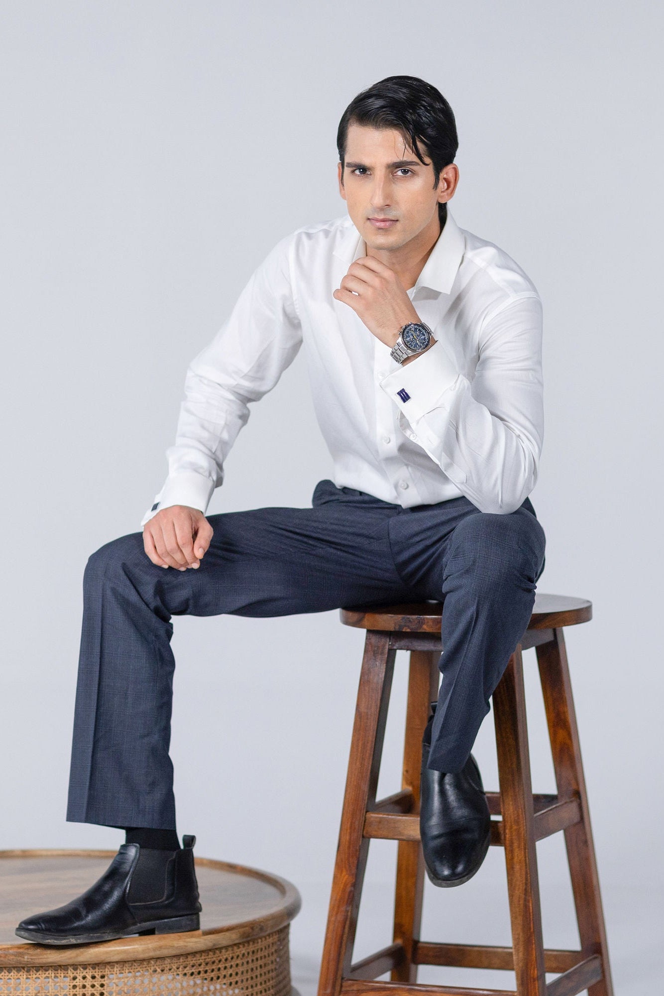 White Twill French Cuff Shirt 80s 2 Ply – slide 3