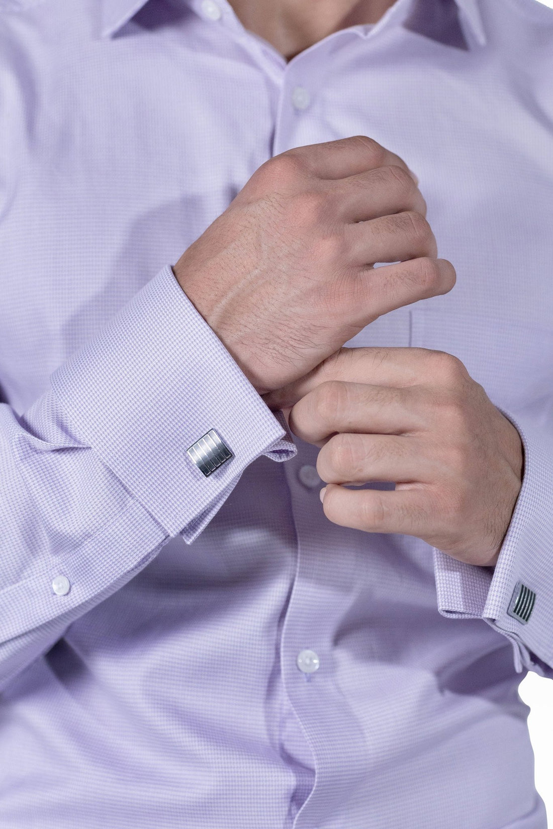 Lavender Puppytooth Dobby Shirt 80s 2Ply