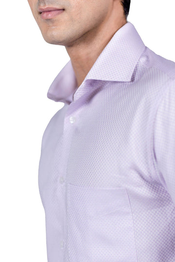 Lavender Checker Dobby French Cuff Shirt 2 Ply