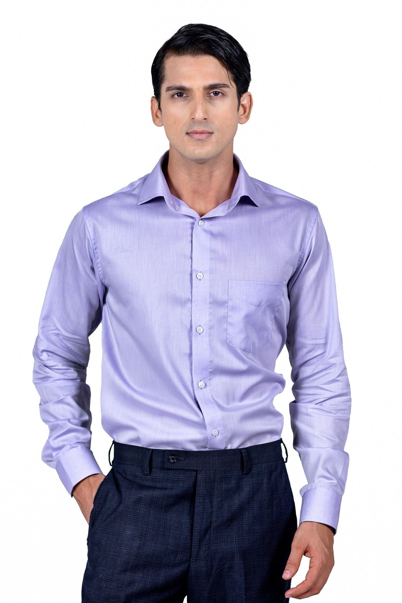 Lilac Herringbone Shirt 80s 2-Ply