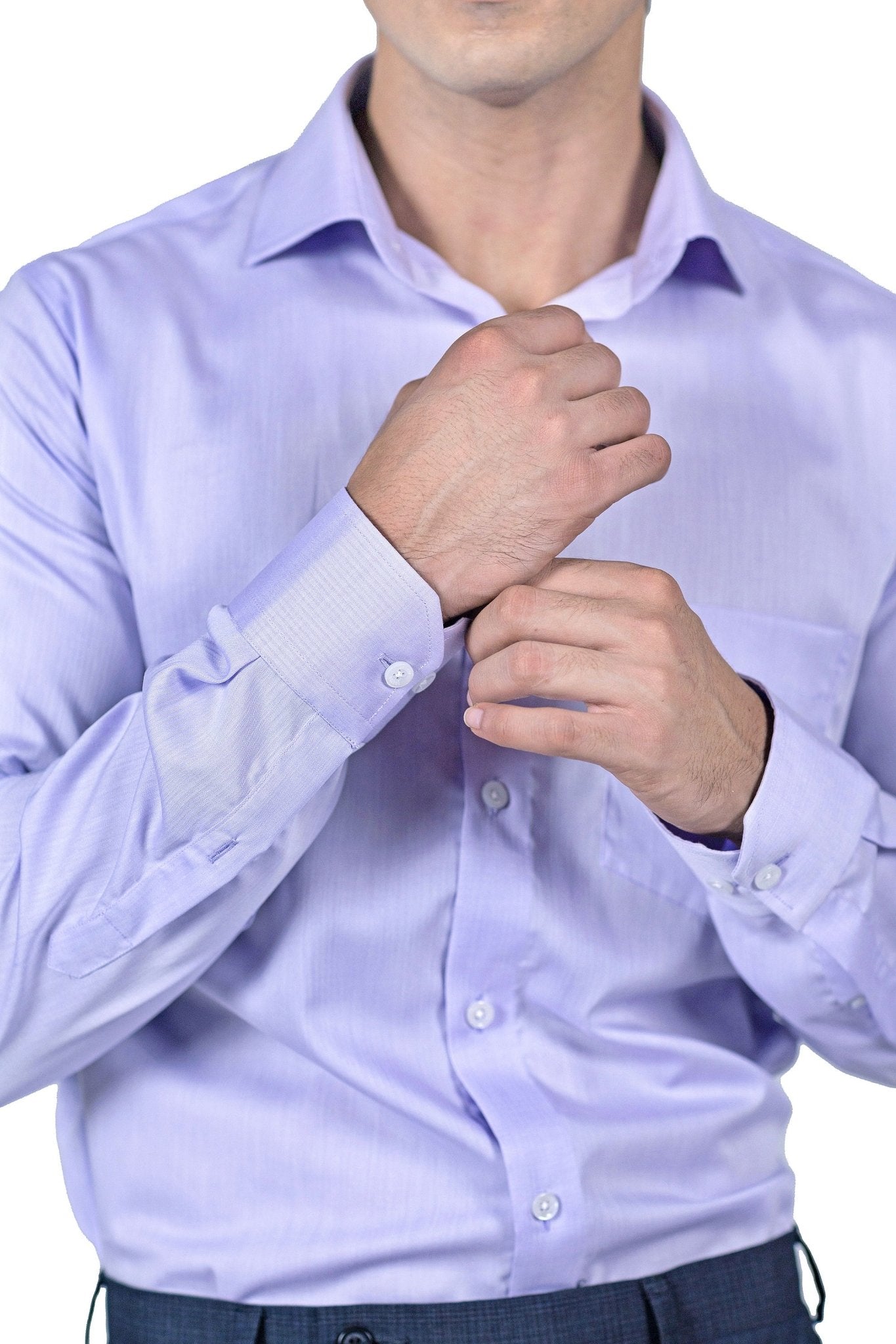 Lilac Herringbone Shirt 80s 2-Ply