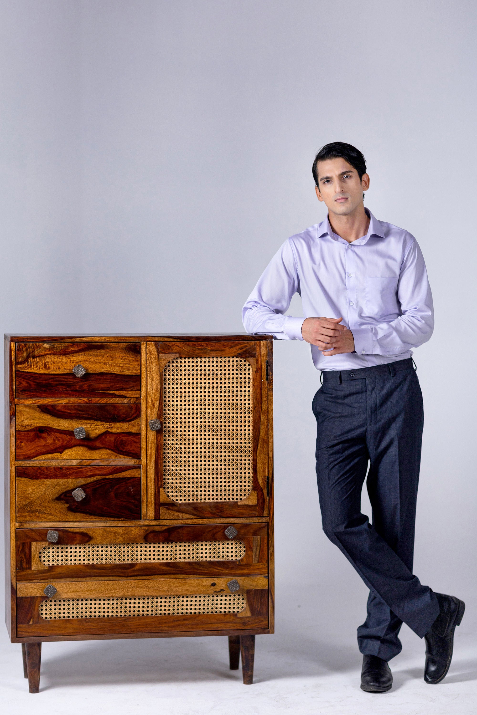 Lilac Herringbone Shirt 80s 2-Ply – slide 1