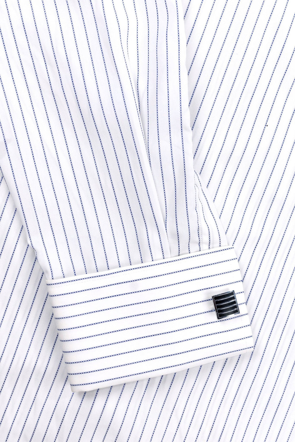White & Blue Pencil Stripe French Cuff Shirt – 2-Ply