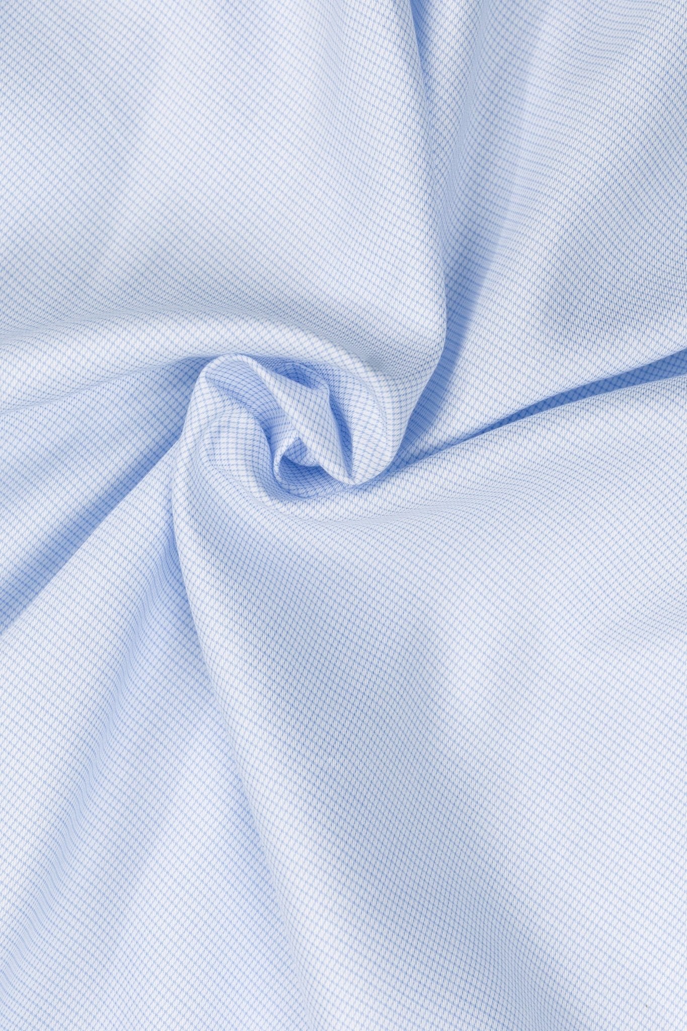 Blue Graph Check French Cuff Shirt 70s 2-Ply