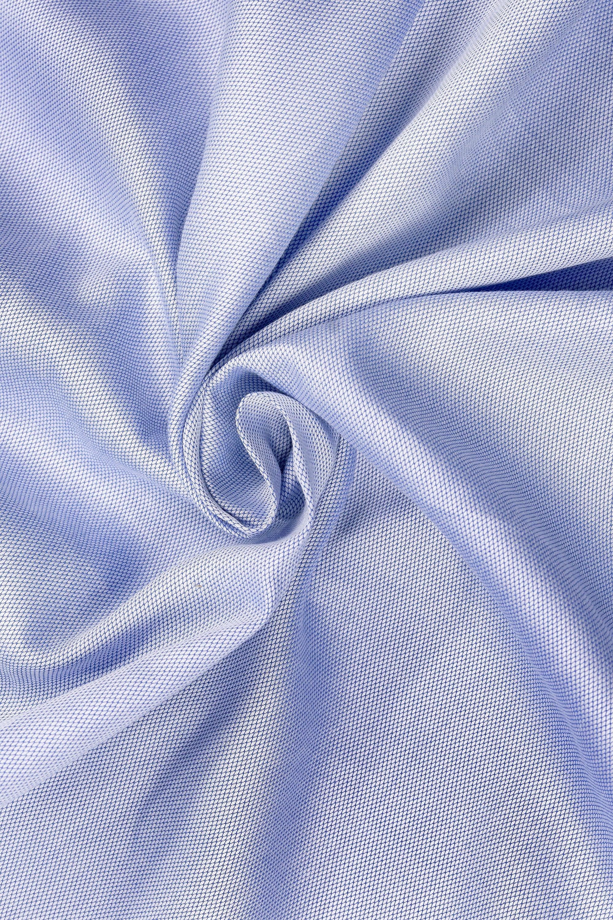 Blue Micro Dobby French Cuff Shirt 2-Ply