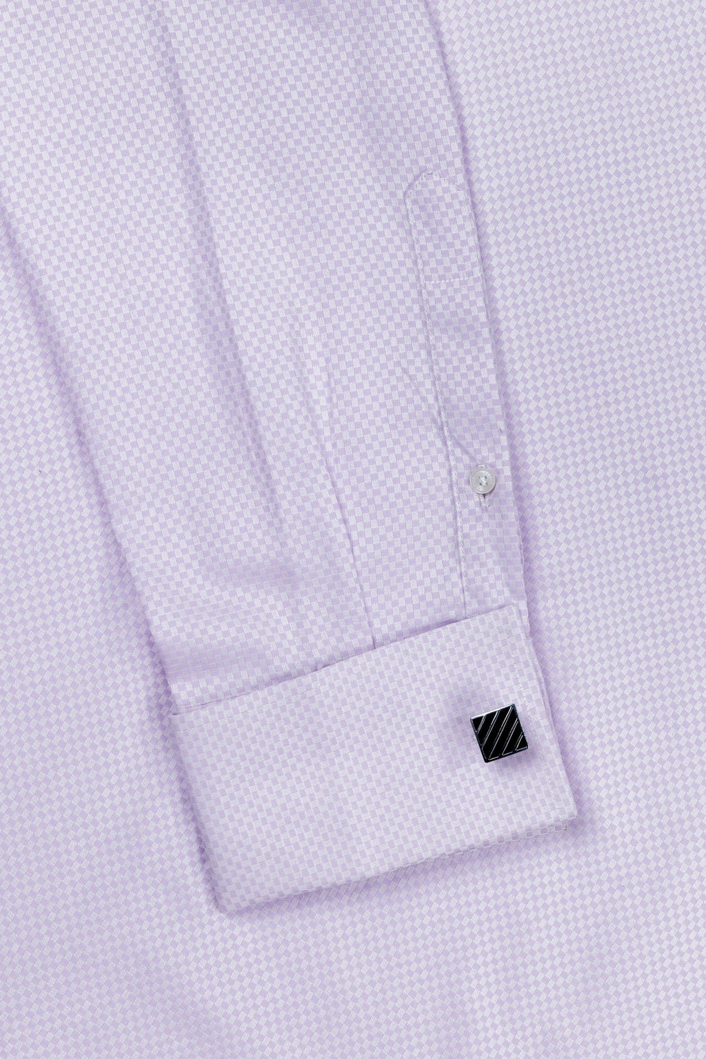 Lavender Checker Dobby French Cuff Shirt 2 Ply