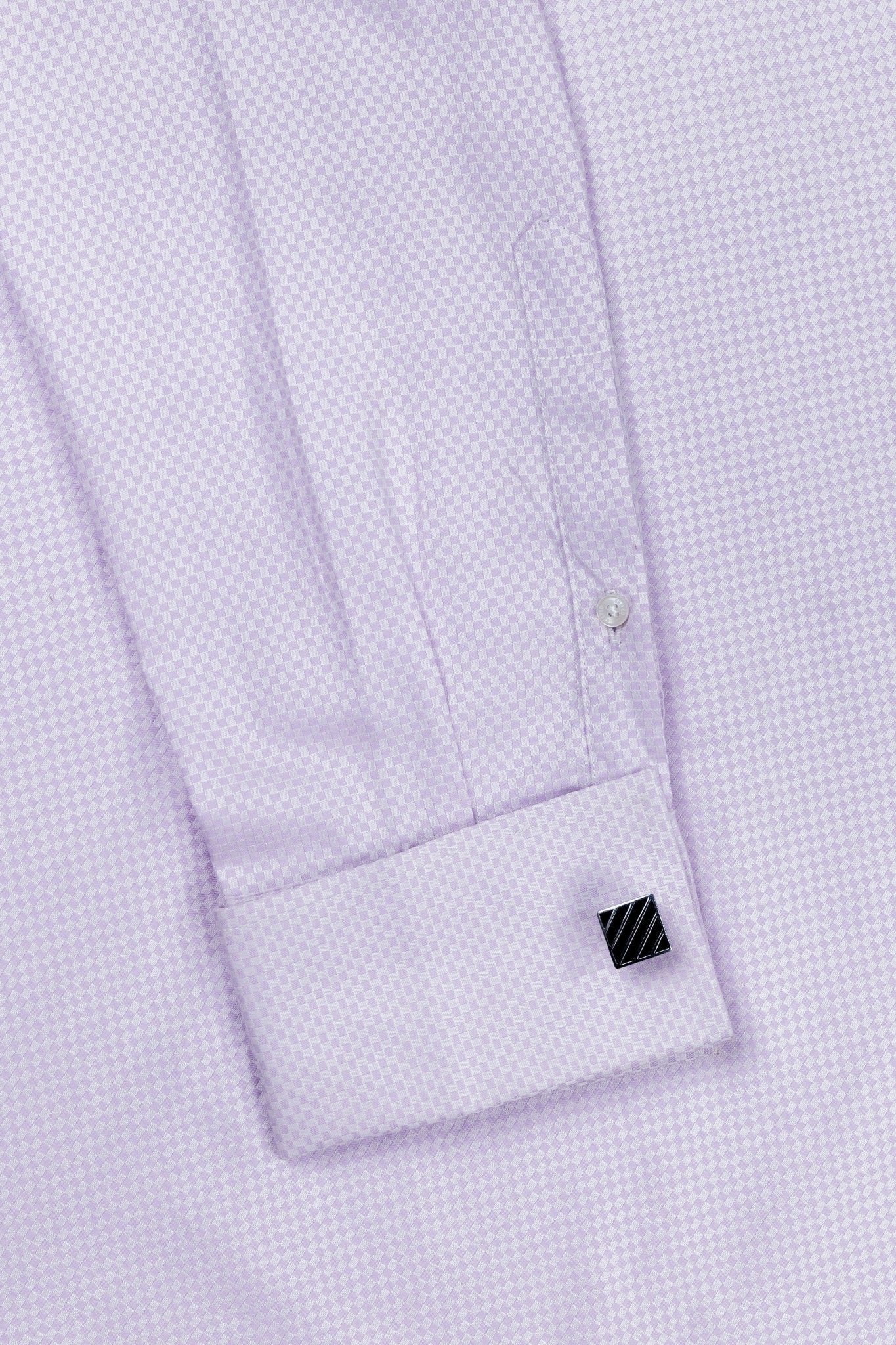 Lavender Checker Dobby French Cuff Shirt 2 Ply