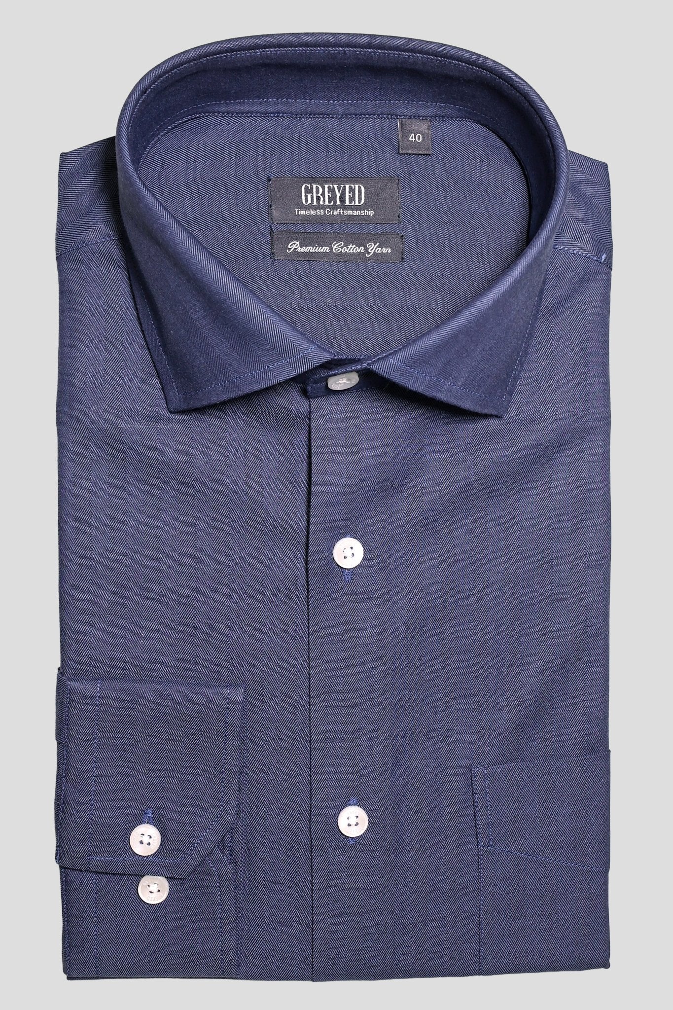 Navy Herringbone Shirt