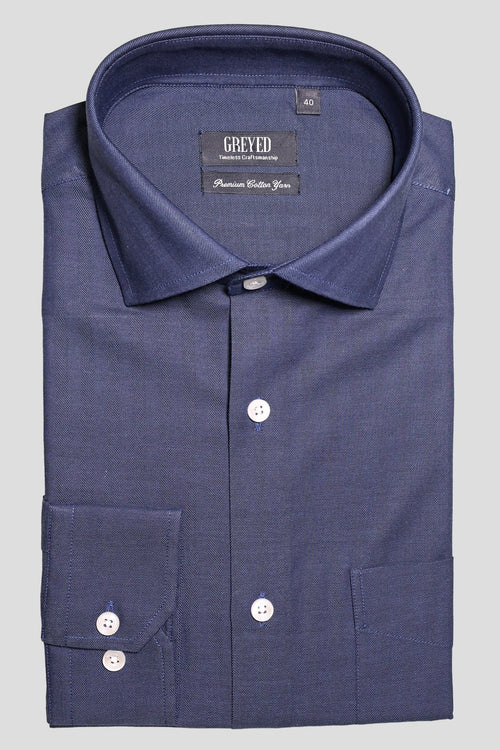 Navy Herringbone Shirt