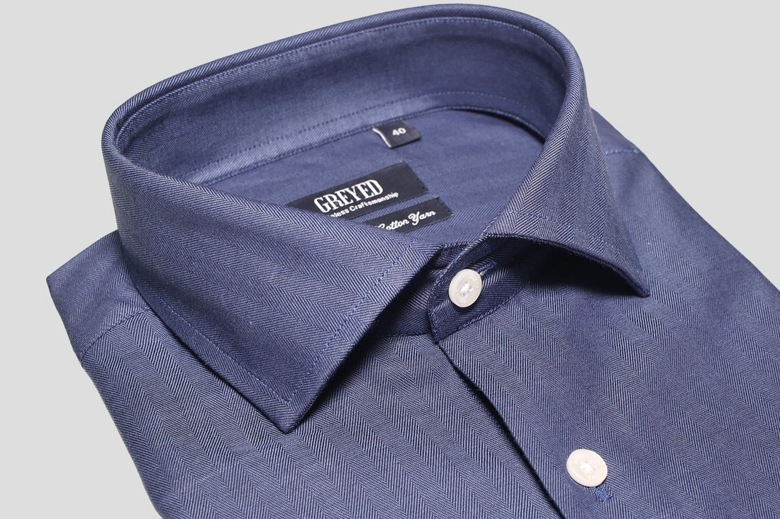 Navy Herringbone Shirt