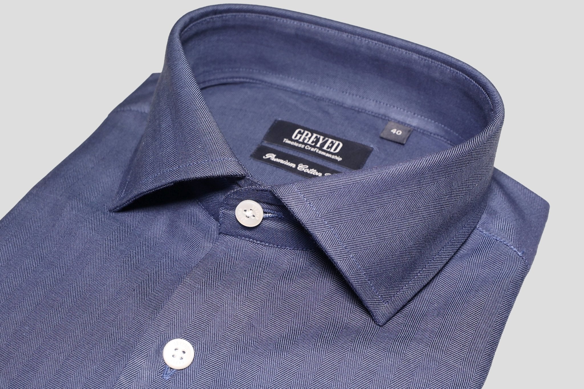 Navy Herringbone Shirt