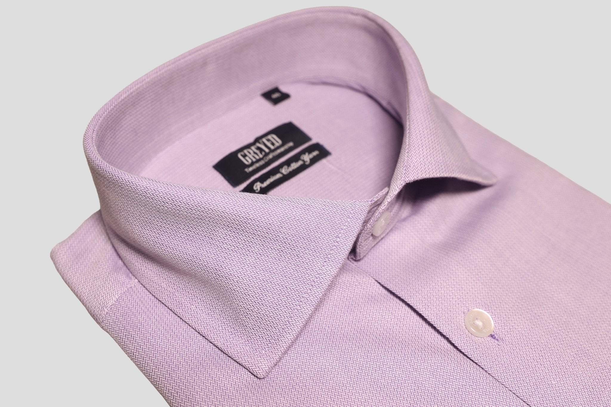 Lavender Herringbone French Cuff Shirt 80s 2Ply