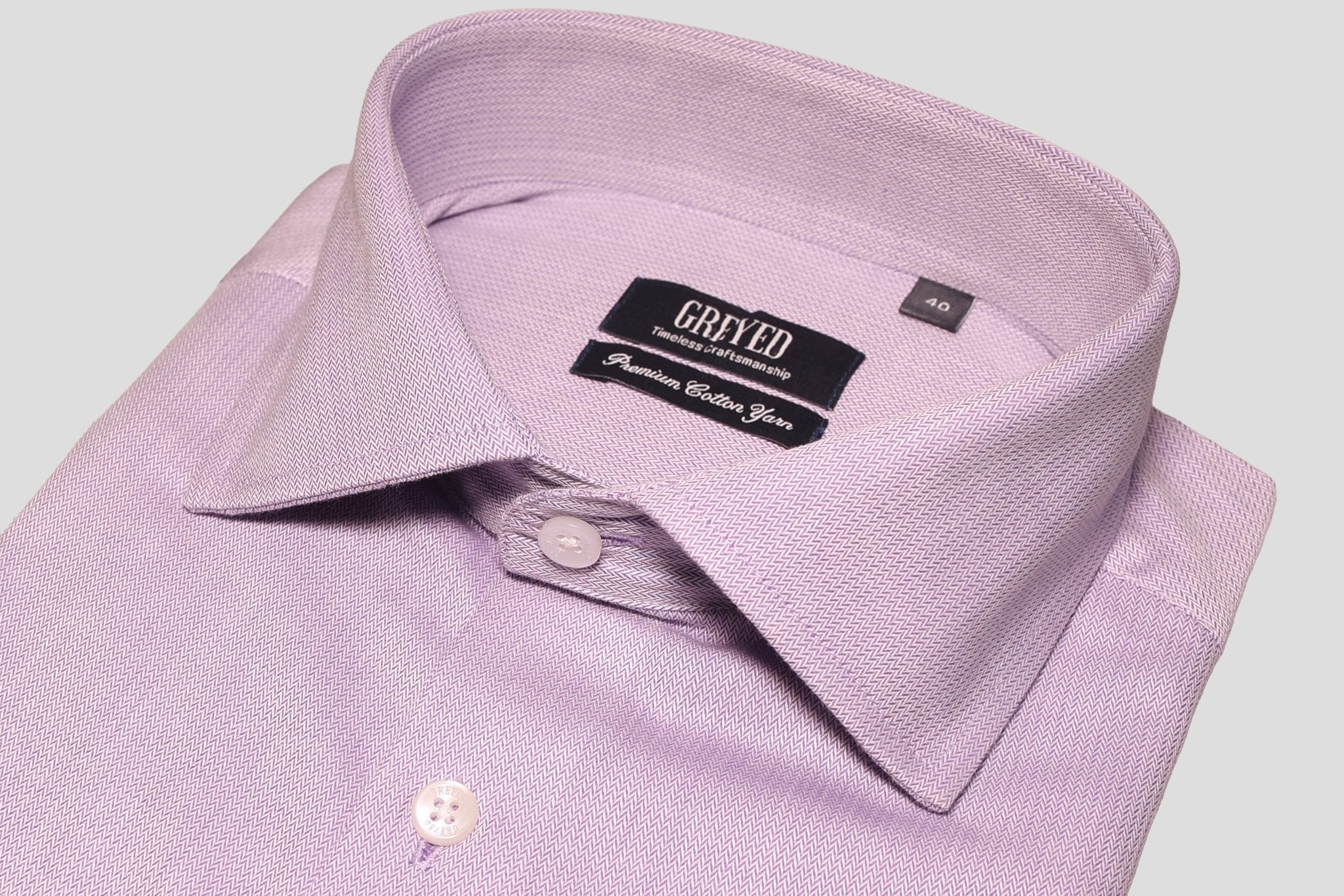 Lavender Herringbone French Cuff Shirt 80s 2Ply