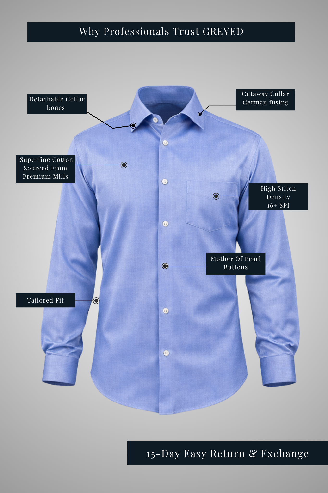 White Fine Herringbone Shirt 80s 2-Ply