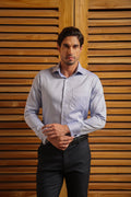 Blue Micro Dobby French Cuff Shirt 2-Ply