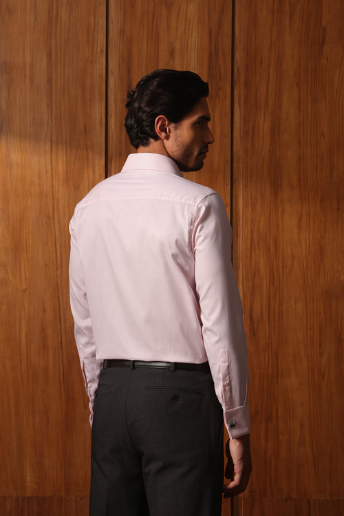 Pink Herringbone French Cuff Shirt – 100s 2-Ply