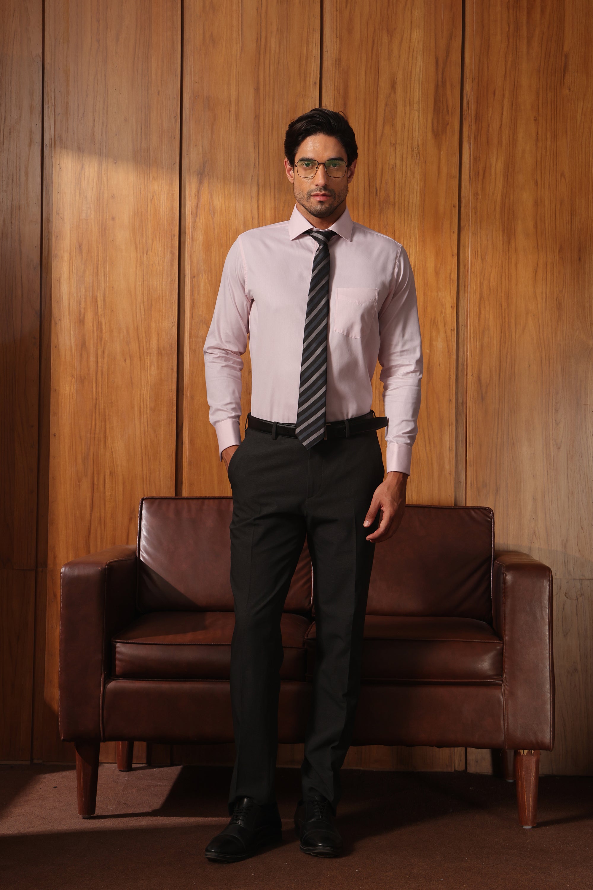 Pink Herringbone French Cuff Shirt – 100s 2-Ply