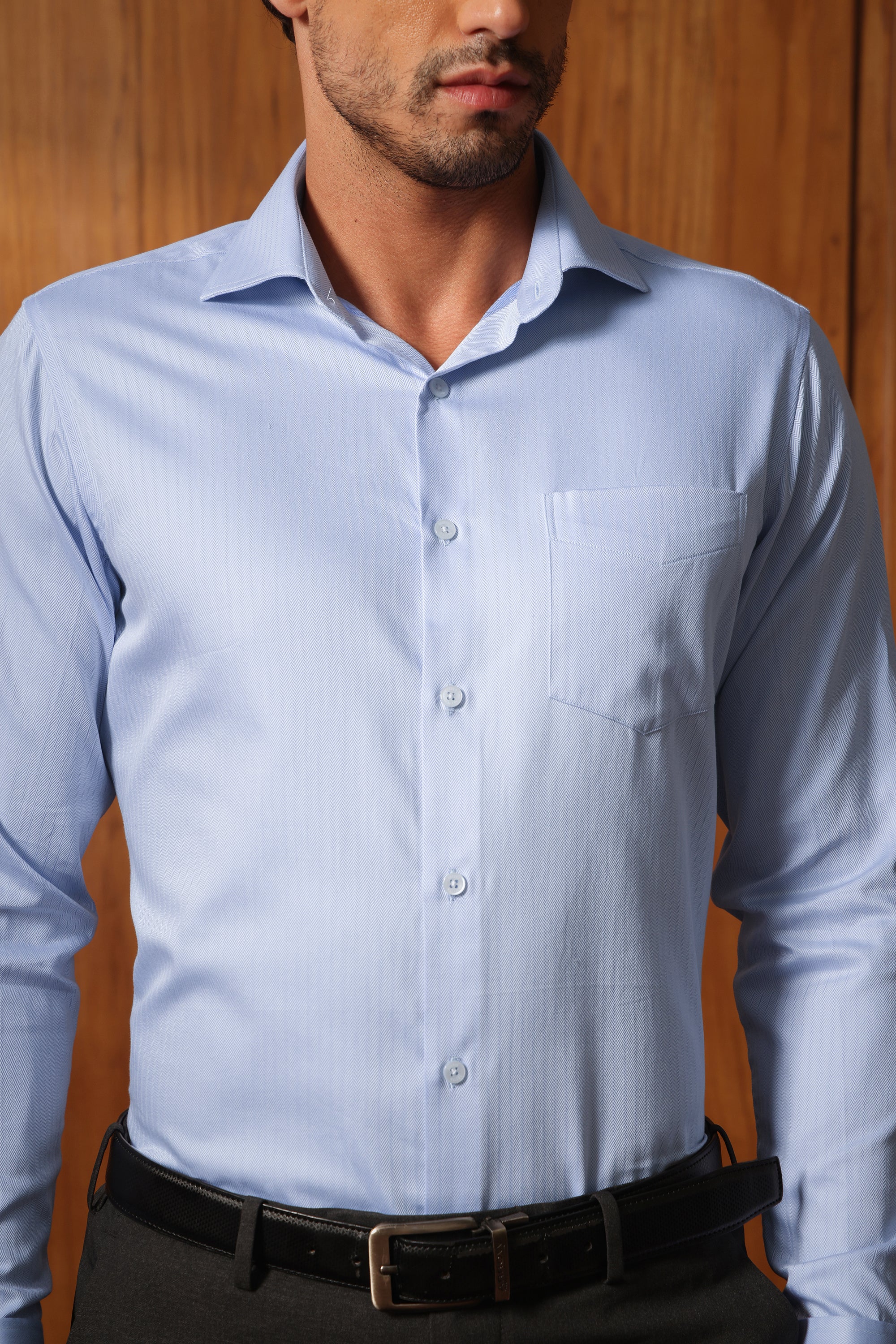 Signature Sky Blue Herringbone