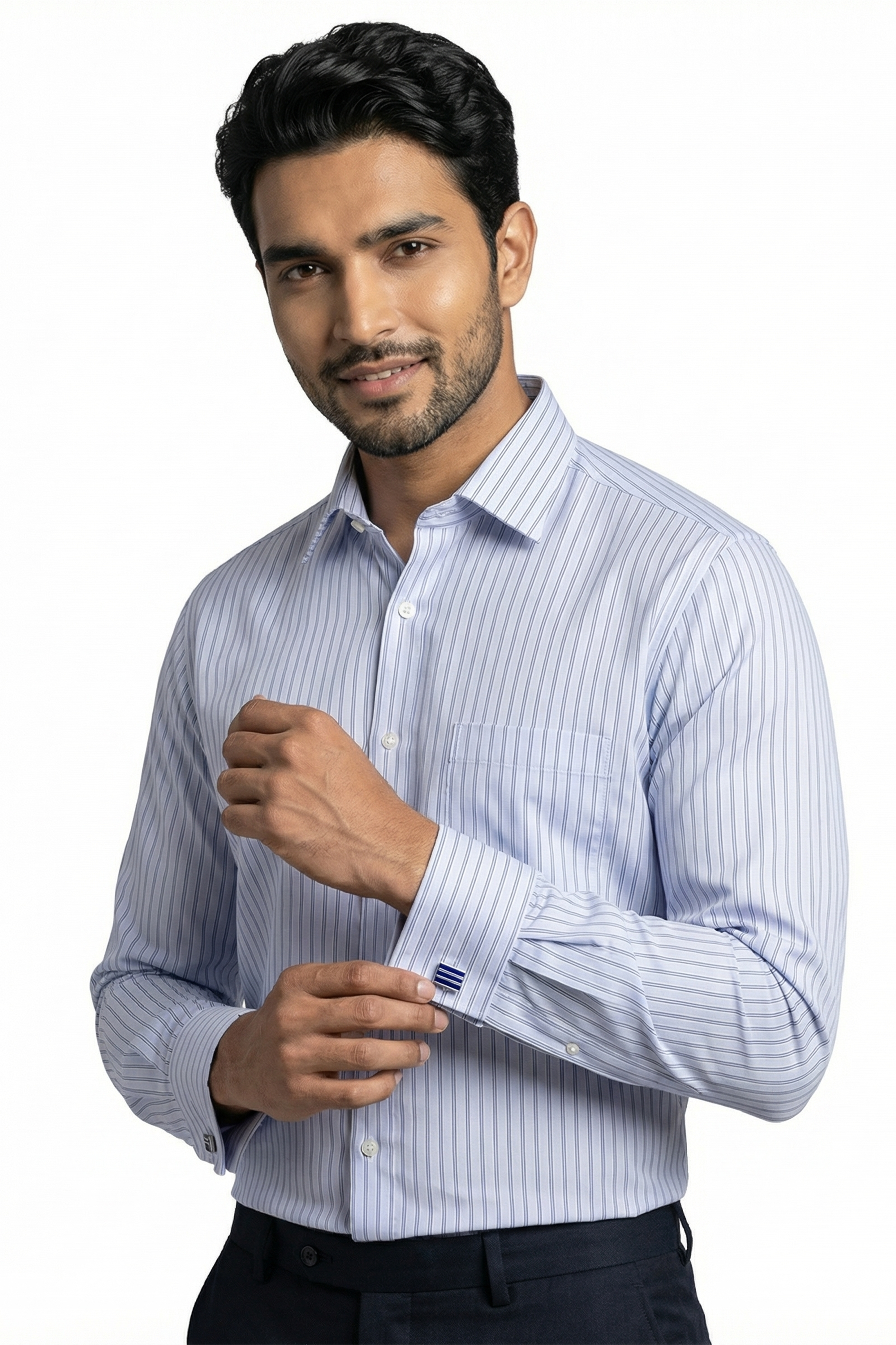 Blue Bengal Stripe French Cuff Shirt –Non-Iron