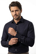 Classic Black Fine Herringbone Shirt 80s 2-Ply