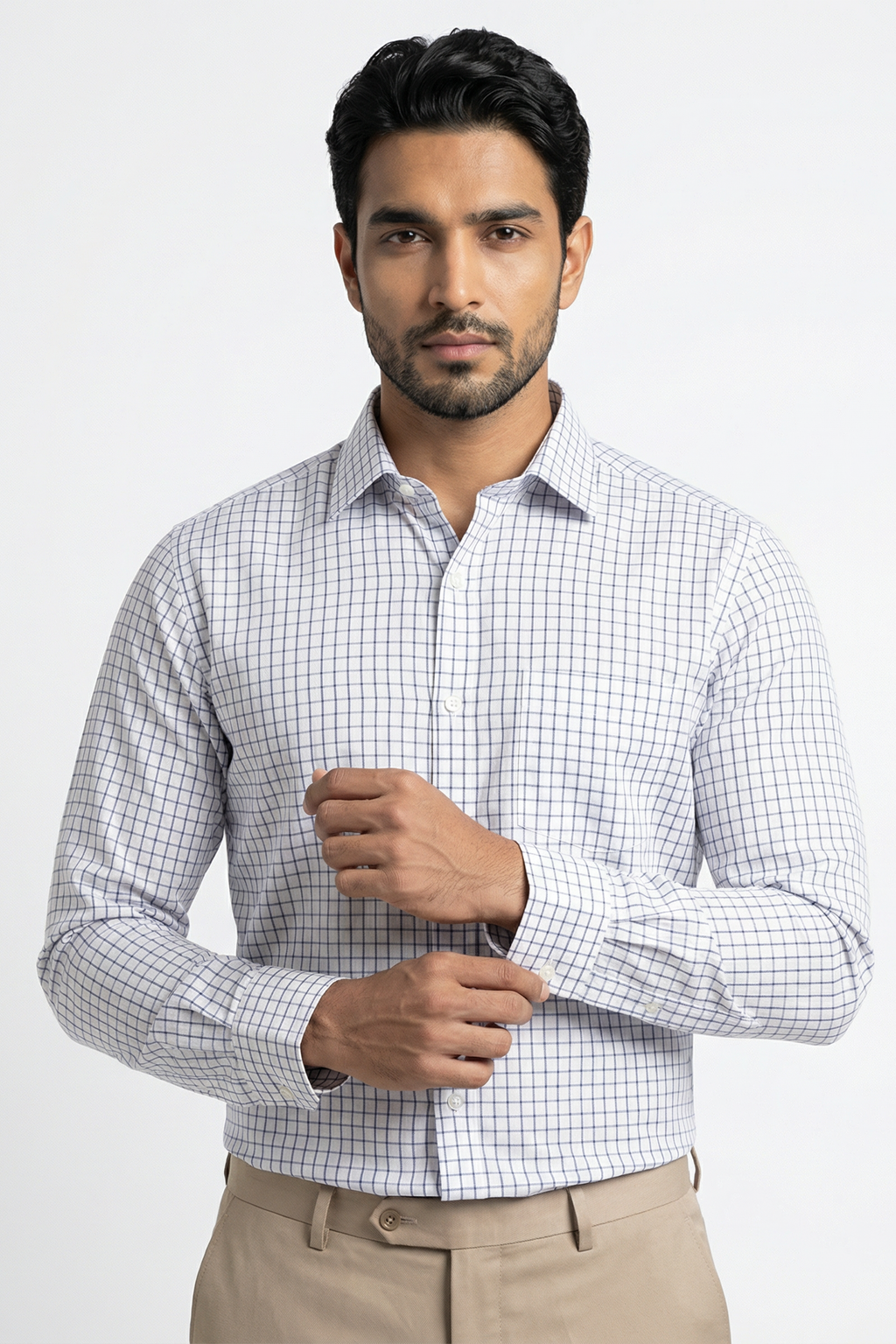 Classic Blue Windowpane 80s 2-Ply